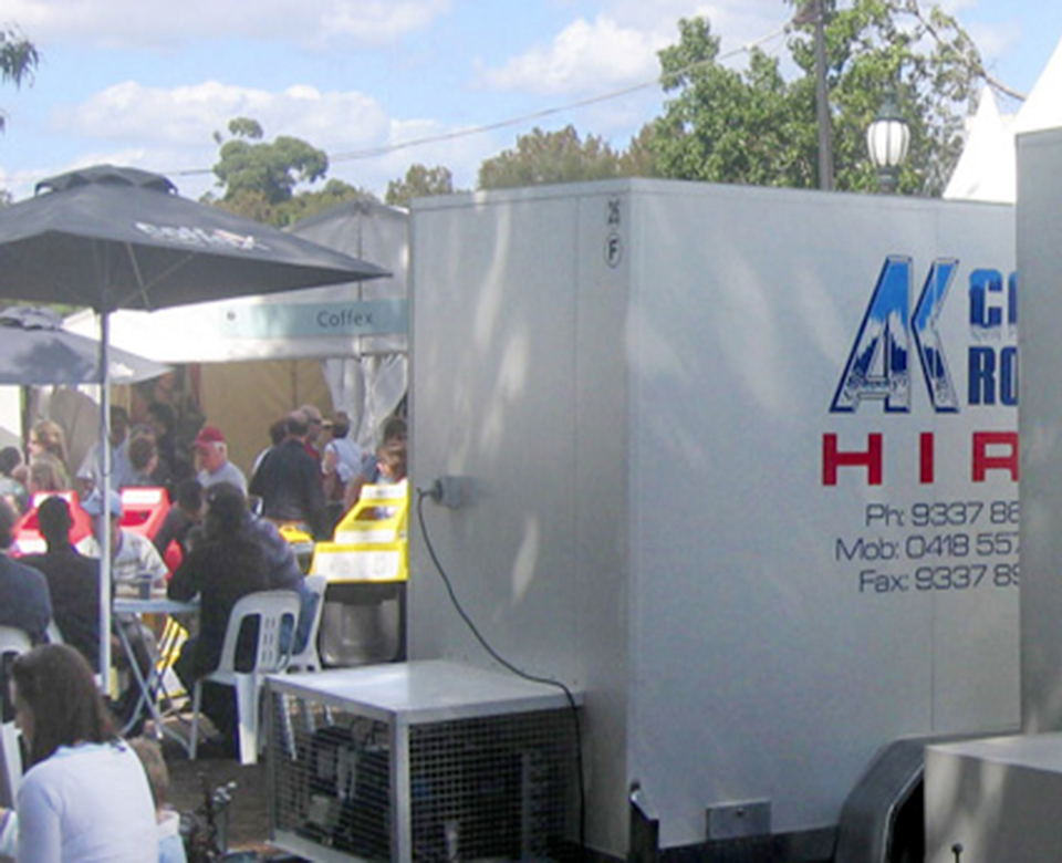 AK branded mobile coolroom serving an outdoor event